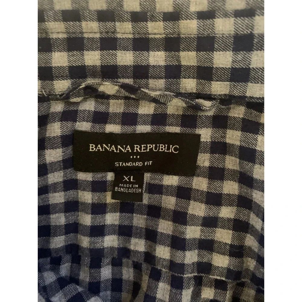Banana Republic Shirt Mens XL Gray Blue‎ Standard Fit Long Sleeve Button